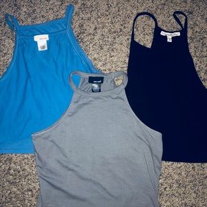 High neck crop tops